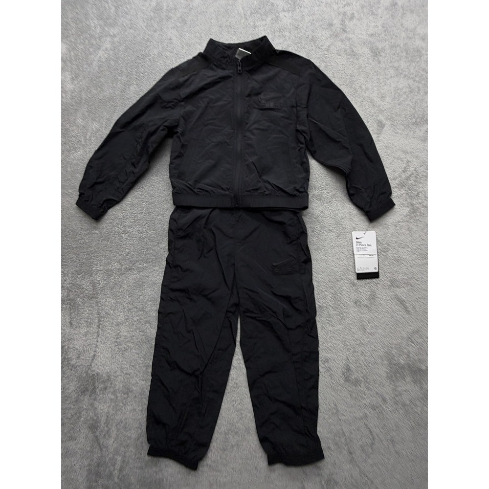 Nike‎ Tracksuit Unisex Kids 5 Black Air 2 Piece Jacket Pants Set Nylon Zip